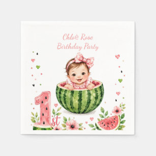 One in a Melon Girl 1st. Birthday Party Napkin