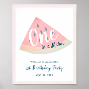 One in a Melon Girl Birthday Welcome Sign