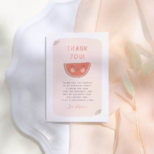 One In A Melon Girl First Birthday Party Thank You Card