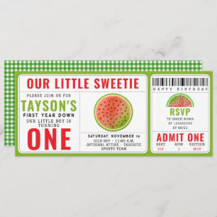 One in a Melon Glitter Watermelon 1st Birthday Invitation