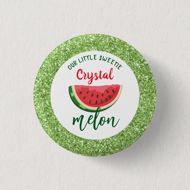 One in a Melon Glitter Watermelon First Birthday 3 Cm Round Badge (Front)