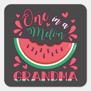 One in a Melon Grandma B-Day Party Square Sticker