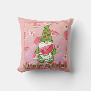 One in a Melon Green Gnome & Watermelon Cushion