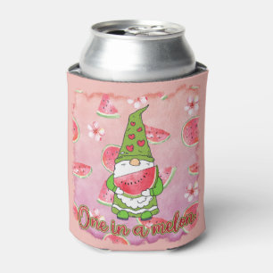 One in a Melon Green Gnome & Watermelon Heart Can Cooler