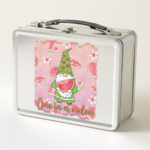 One in a Melon Green Gnome & Watermelon Metal Lunch Box