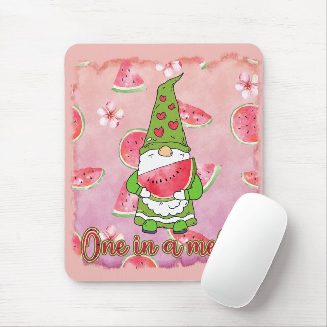 One in a Melon | Green Gnome & Watermelon Mouse Mat (With Mouse)
