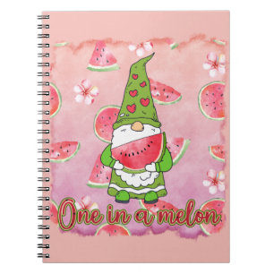 One in a Melon   Green Gnome & Watermelon Notebook
