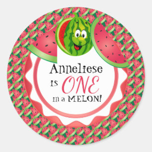 One in A Melon - Kid's Birthday  Classic Round Sticker