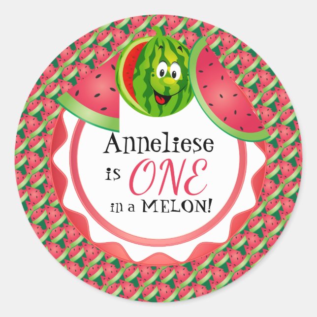 One in A Melon - Kid's Birthday  Classic Round Sticker (Front)
