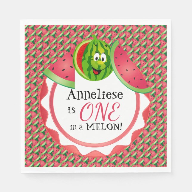 One In A Melon Kid's Birthday Napkin (Front)