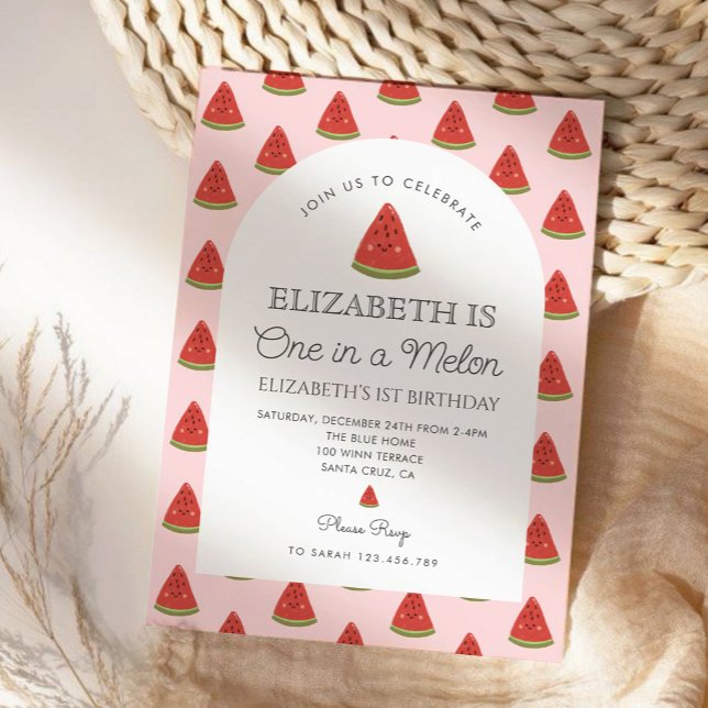 One In A Melon Little Sweetie First Birthday Invitation (Creator Uploaded)