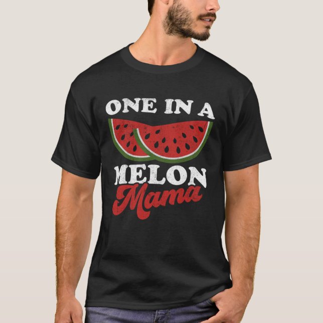 One In A Melon Mama  Watermelon Summer Retro Cute  T-Shirt (Front)