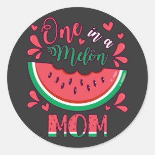 One in a Melon Mum B-Day Party Classic Round Sticker