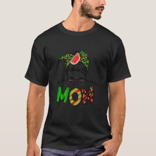 One In A Melon Mum Messy Bun Watermelon  Summer T-Shirt