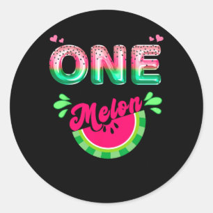 One In A Melon Mum Outfit Birthday Matching Group Classic Round Sticker