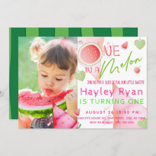 One In a Melon Photo 1st Birthday Invitation