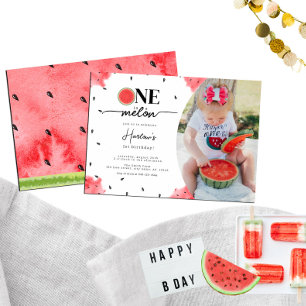 One In a Melon Photo 1st Birthday Invitation