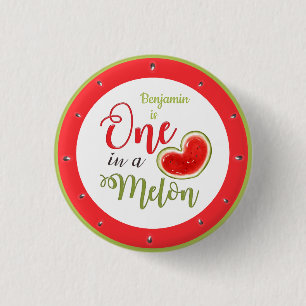 One In A Melon Red Watermelon Birthday 3 Cm Round Badge