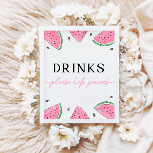 One In A Melon Sign Watermelon Drinks Sign