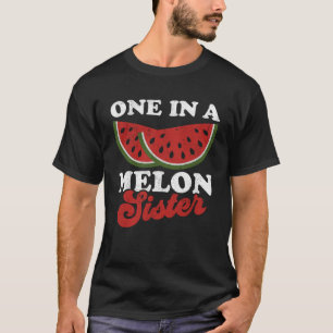 One In A Melon Sister  Watermelon Summer Retro Cut T-Shirt