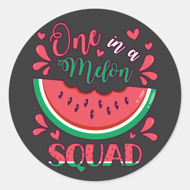 One in a Melon Squad B-Day Party Classic Round Sticker (Front)