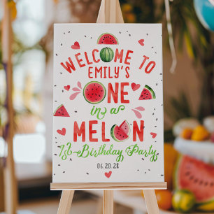 One in a melon, Summer 1st birthday welcome sign