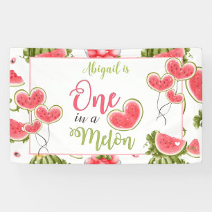 One In A Melon Summer Pink 1st Birthday Sweet Girl Banner