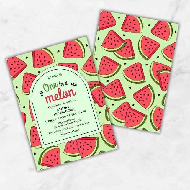 One in a Melon Summer Watermelon 1st Birthday  Invitation (One in a Melon Summer Watermelon 1st Birthday Invitation )