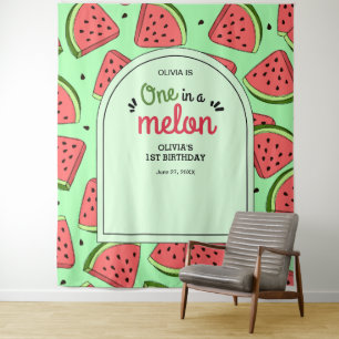 One in a Melon Summer Watermelon 1st Birthday  Tapestry