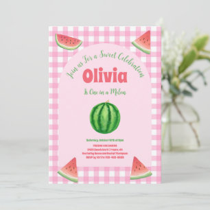 One in a Melon Sweet Girl Summer Birthday Party Invitation