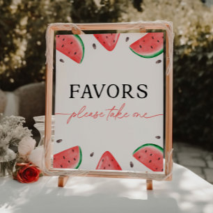 One In A Melon Table Sign Watermelon Favours Sign
