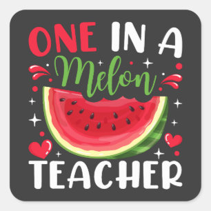 One in a Melon Teacher B-Day Party Square Sticker