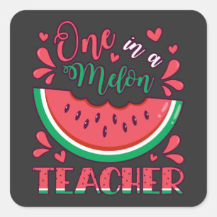 One in a Melon Teacher B-Day Party Square Sticker