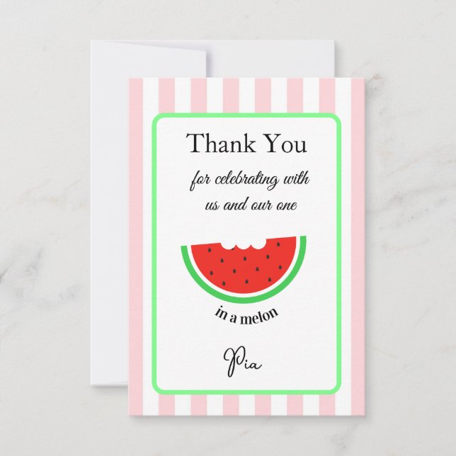 One in a Melon Thank You Card Kids Birthday (Front)