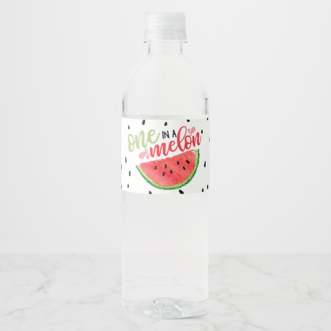 One in A Melon Water Bottle Label - Red (Front)