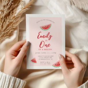One In A Melon Watermelon 1st Birthday Invitation