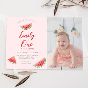 One In A Melon Watermelon 1st Birthday Invitation