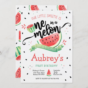 One in a Melon Watermelon 1st Birthday Invitation