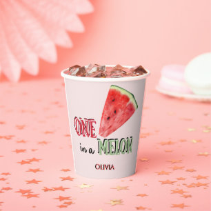 One in a Melon Watermelon 1st birthday Paper Cups