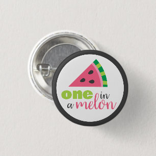 One in a Melon Watermelon 1st Birthday Party Favou 3 Cm Round Badge