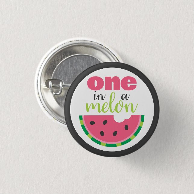 One in a Melon Watermelon 1st Birthday Party Favou 3 Cm Round Badge (Front & Back)