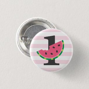 One in a Melon Watermelon 1st Birthday Party Favou 3 Cm Round Badge