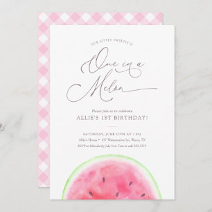 One in a Melon Watermelon 1st Birthday Party Invit Invitation