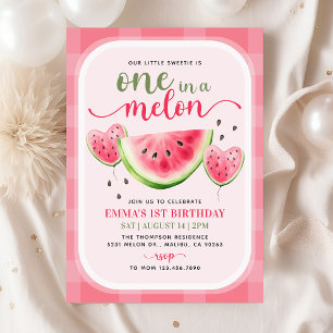One in a Melon Watermelon 1st Birthday Party Invitation
