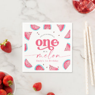 One in a Melon Watermelon 1st Birthday Party Napkin