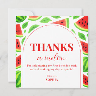 One In A Melon Watermelon 1st Birthday Thank You Card