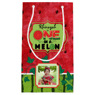 ONE in a Melon Watermelon 1st Birthday Two Photos Small Gift Bag