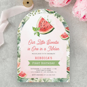 One in a Melon Watermelon 1st First Birthday Party Invitation