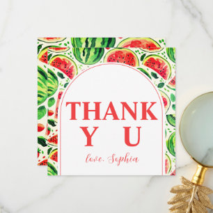 One In A Melon Watermelon Baby Photo 1st Birthday  Thank You Card
