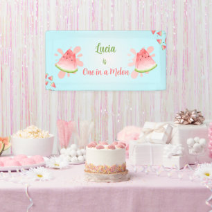 One in a Melon Watermelon Birthday Banner